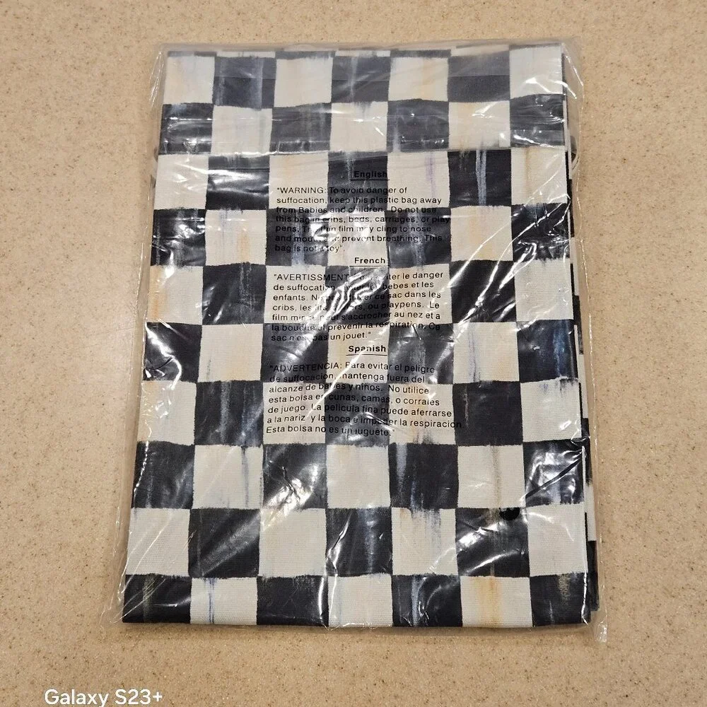 RARE NEW MACKENZIE CHILDS COURTLY CHECK BAGUETTE BREAD STORAGE BAG 100% COTTON